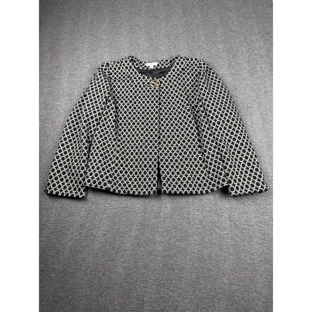 Charter‎ Club Women's Large Black and White Patterned Jacket Size Large